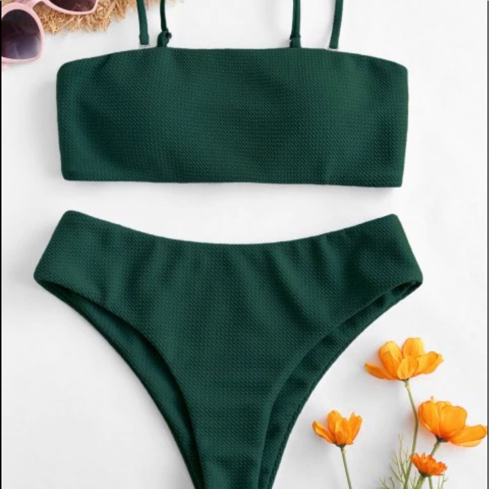 ZAFUL sea green textured bandeau bikini size S